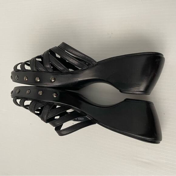 Stuart Weitzman black heeled sandals size 9 cross cross straps - Picture 7 of 11